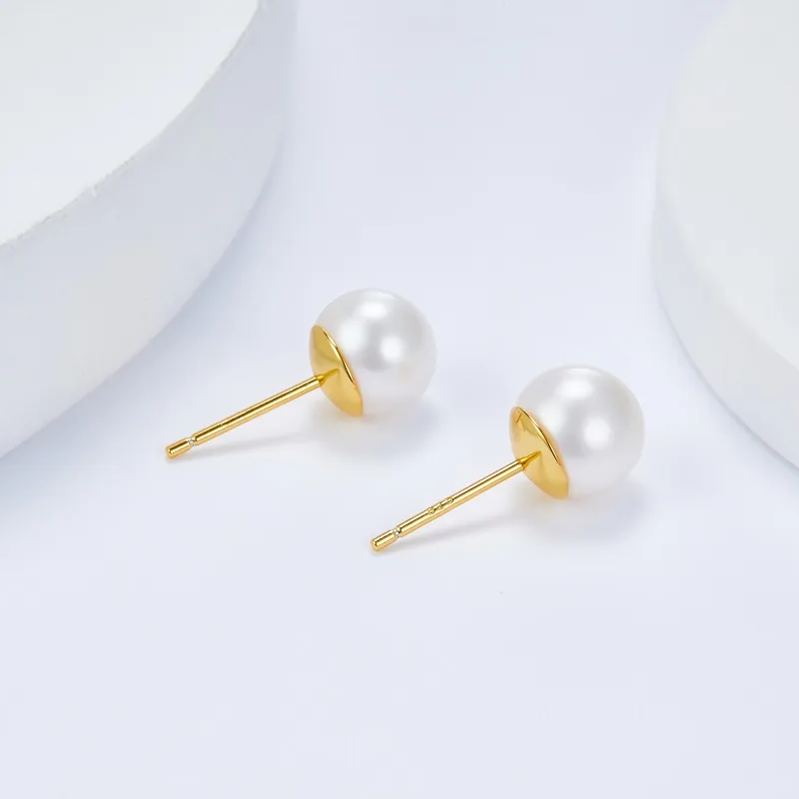 925 silver 8mm fresh water pearl stud earrings