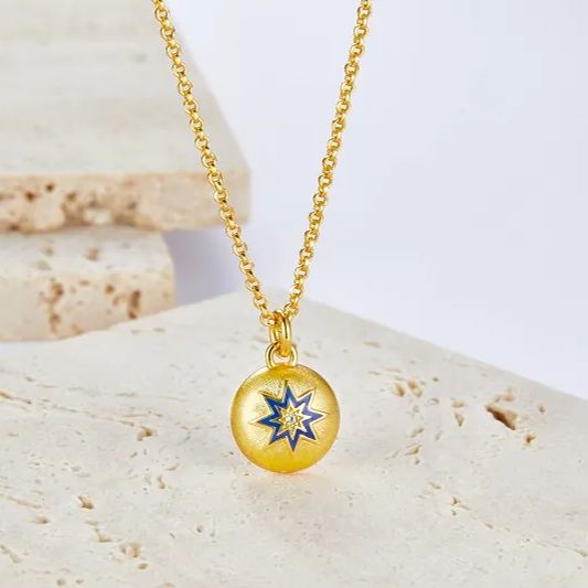 925 silver necklace 18K gold pendant