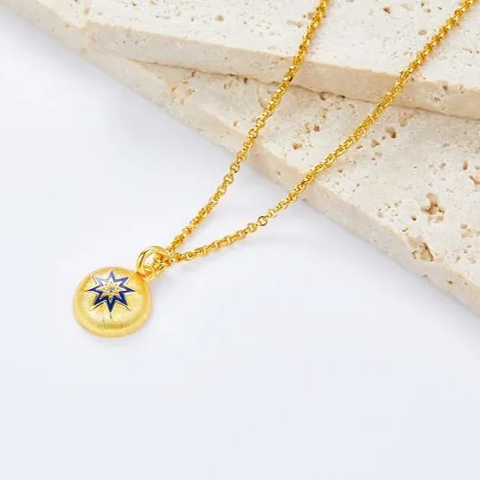 925 silver necklace 18K gold pendant