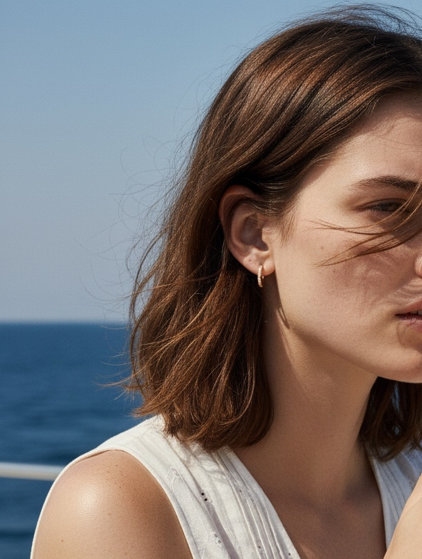 Boucle d'oreille Eternity plaquée or 18 carats